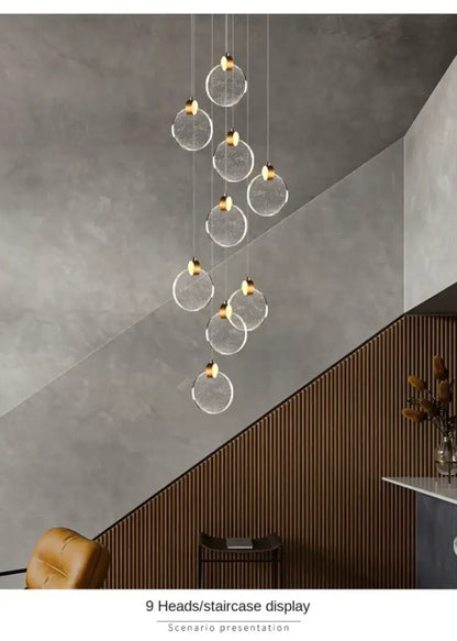 Modern gold led crystal pendant light for bedroom