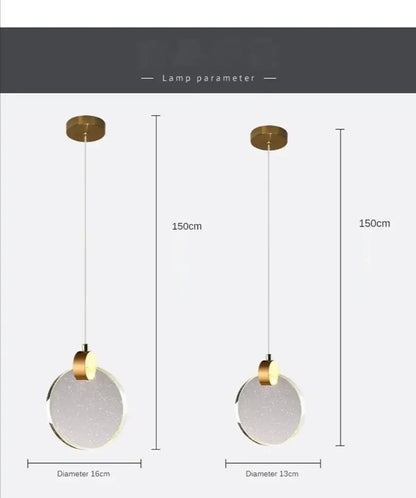 Modern gold led crystal pendant light for bedroom