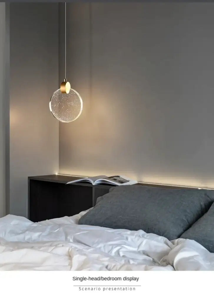 Modern gold led crystal pendant light for bedroom