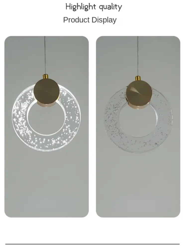 Modern gold led crystal pendant light for bedroom
