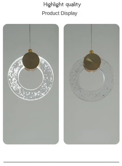 Modern gold led crystal pendant light for bedroom