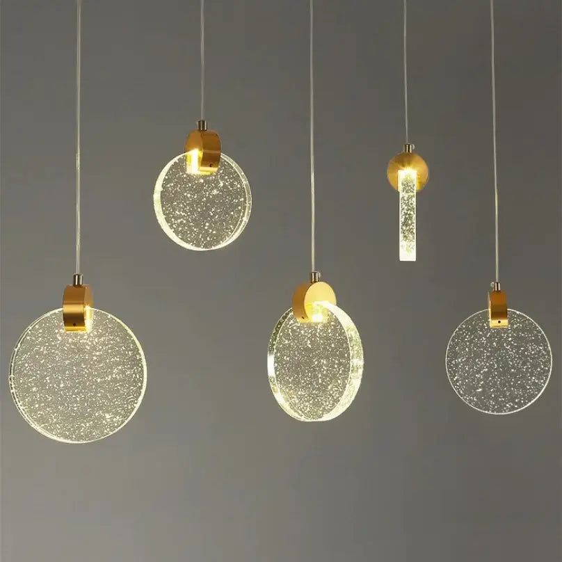 Modern gold led crystal pendant light for bedroom