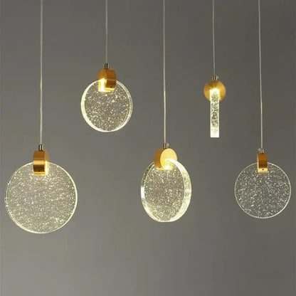 Modern gold led crystal pendant light for bedroom