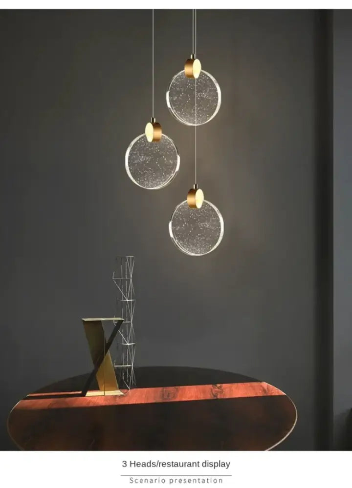 Modern gold led crystal pendant light for bedroom
