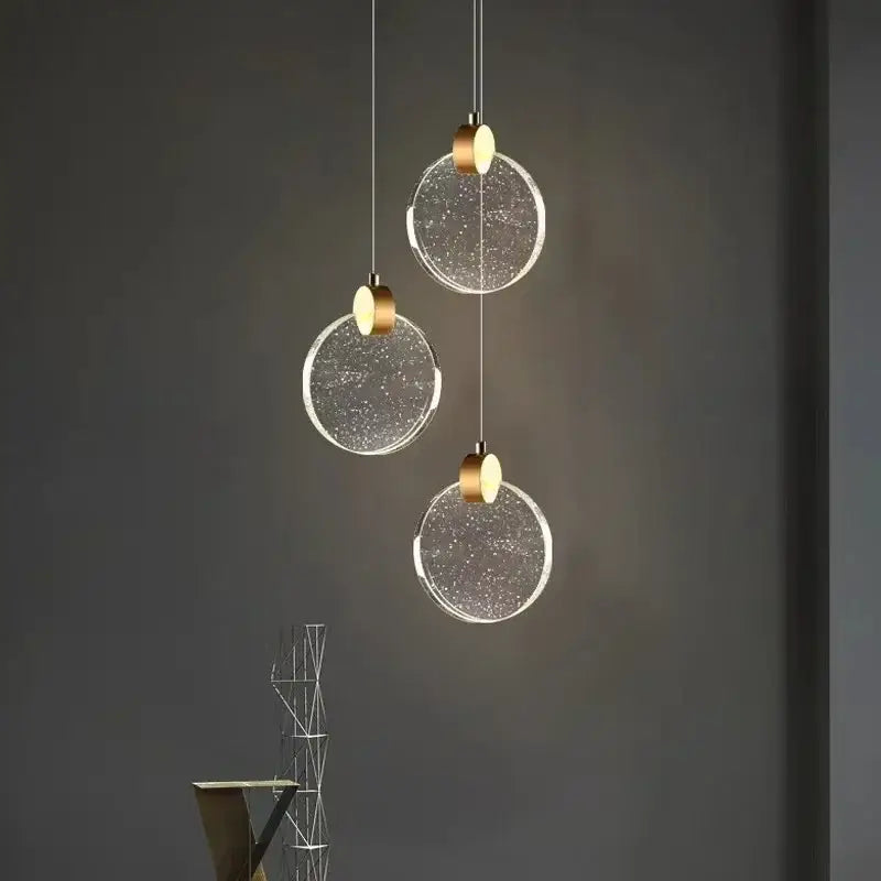 Modern gold led crystal pendant light for bedroom