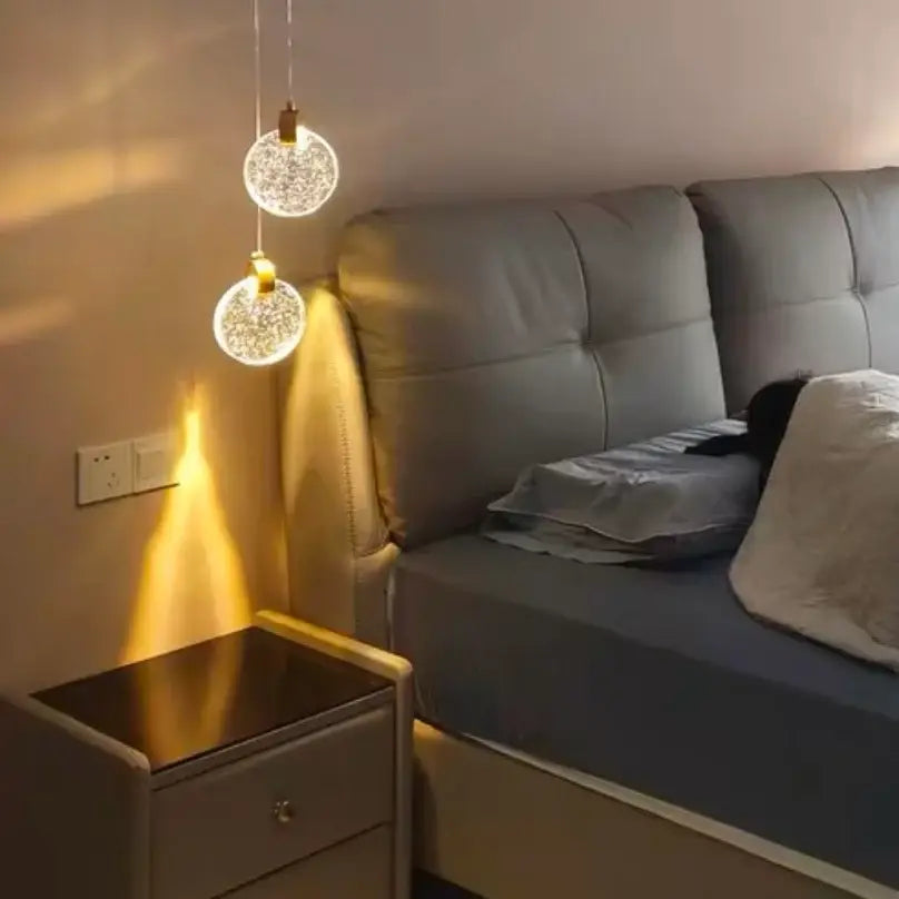Modern gold led crystal pendant light for bedroom