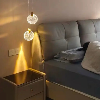 Modern gold led crystal pendant light for bedroom