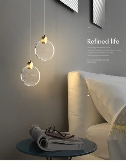 Modern gold led crystal pendant light for bedroom