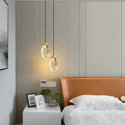 Modern gold led crystal pendant light for bedroom