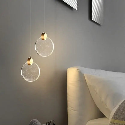 Modern gold led crystal pendant light for bedroom