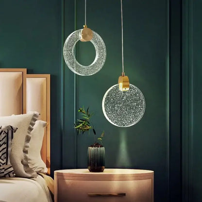 Modern gold led crystal pendant light for bedroom