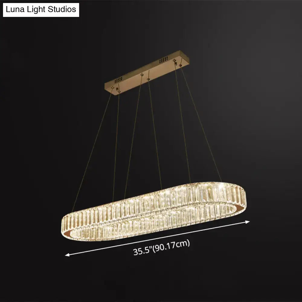 Modern oval gold led crystal stainless steel pendant dining room light