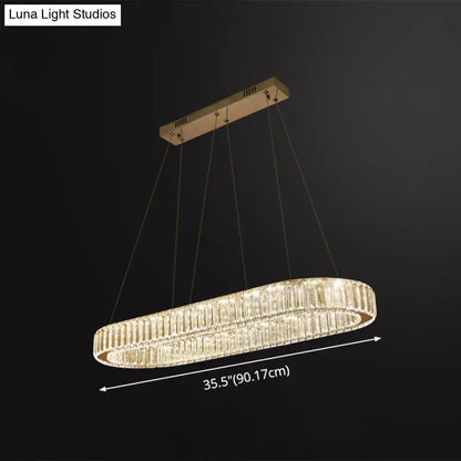 Modern oval gold led crystal stainless steel pendant dining room light