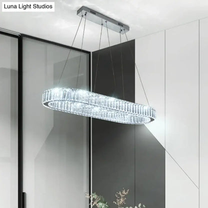 Modern oval gold led crystal stainless steel pendant dining room light