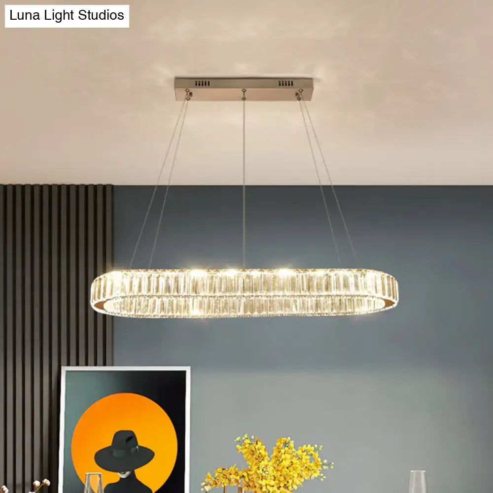 Modern oval gold led crystal stainless steel pendant dining room light