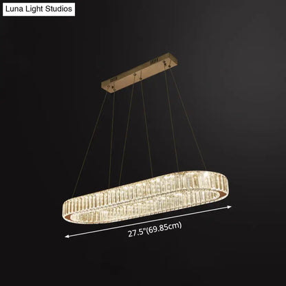 Modern oval gold led crystal stainless steel pendant dining room light