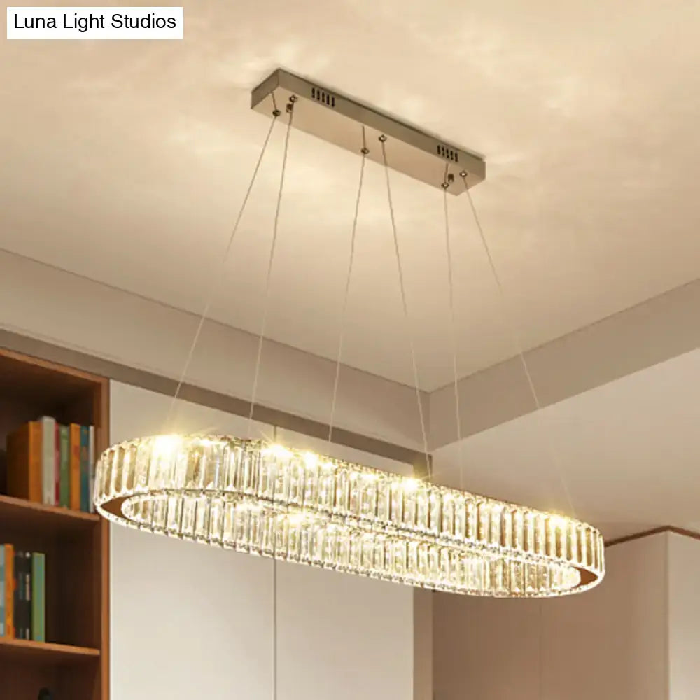 Modern oval gold led crystal stainless steel pendant dining room light