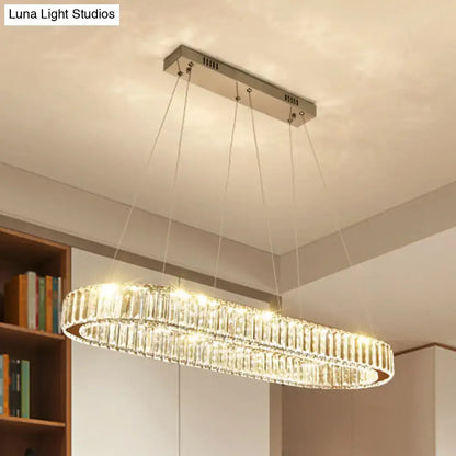 Modern oval gold led crystal stainless steel pendant dining room light