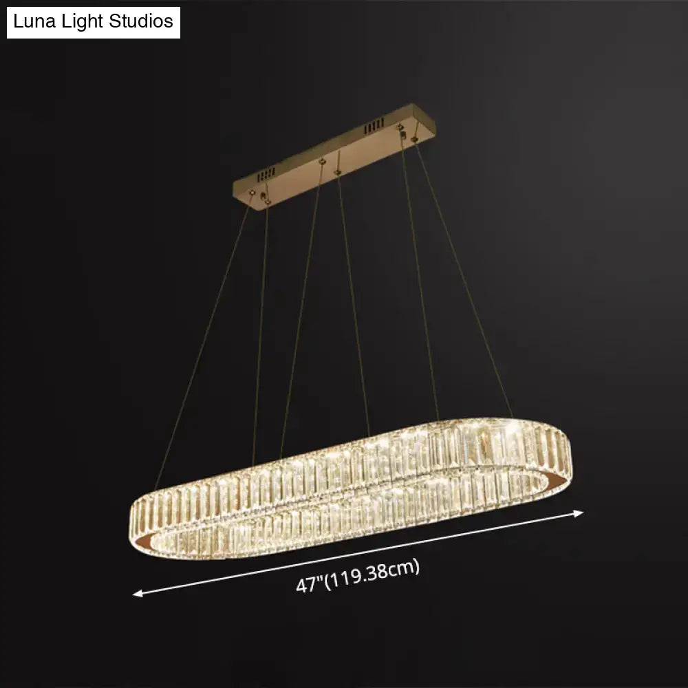 Modern oval gold led crystal stainless steel pendant dining room light