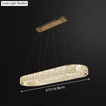 Modern oval gold led crystal stainless steel pendant dining room light
