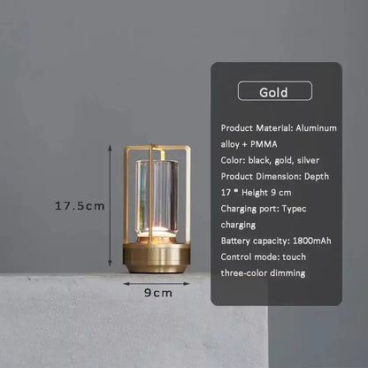 Modern black led crystal table lamp bedroom lantern night light