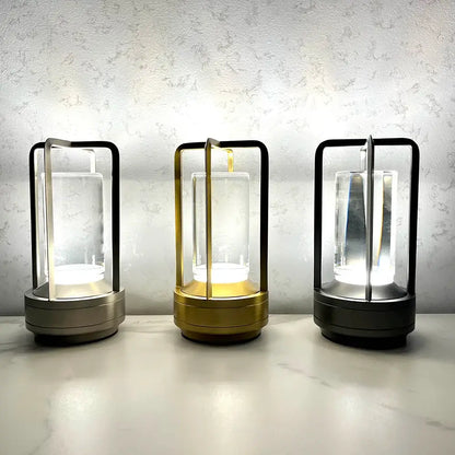 Modern black led crystal table lamp bedroom lantern night light