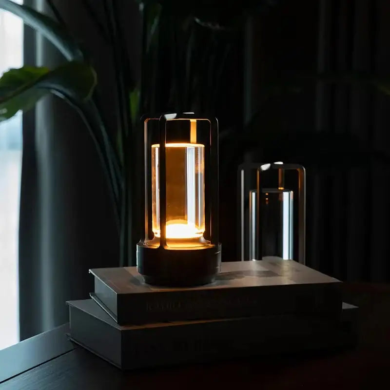 Modern black led crystal table lamp bedroom lantern night light