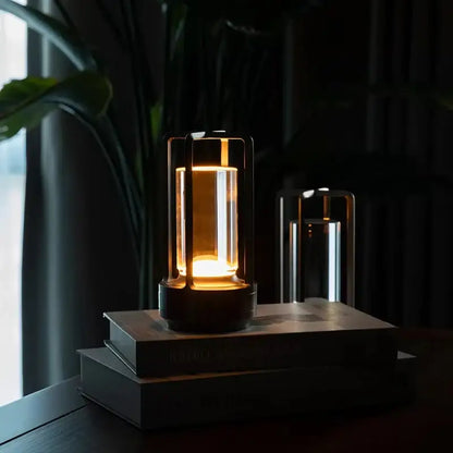 Modern black led crystal table lamp bedroom lantern night light