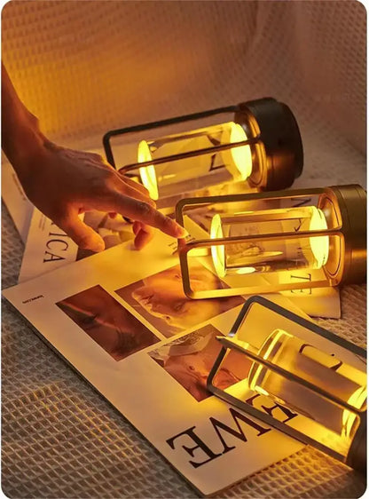 Modern black led crystal table lamp bedroom lantern night light