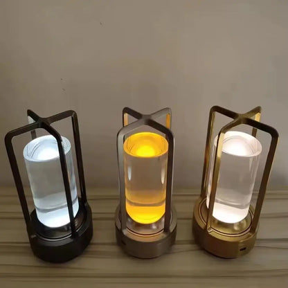 Modern black led crystal table lamp bedroom lantern night light
