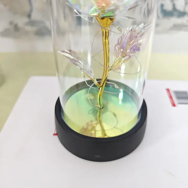 Set of 3 golden eternal rose light glass domes bedroom decor