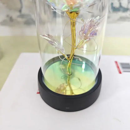 Set of 3 golden eternal rose light glass domes bedroom decor