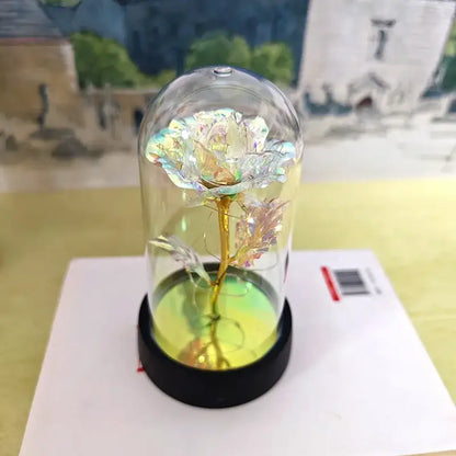 Set of 3 golden eternal rose light glass domes bedroom decor