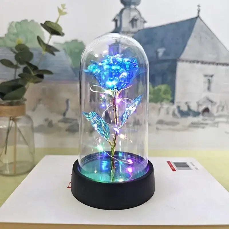 Set of 3 golden eternal rose light glass domes bedroom decor