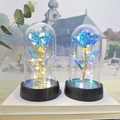 Set of 3 golden eternal rose light glass domes bedroom decor