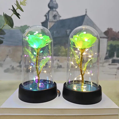 Set of 3 golden eternal rose light glass domes bedroom decor