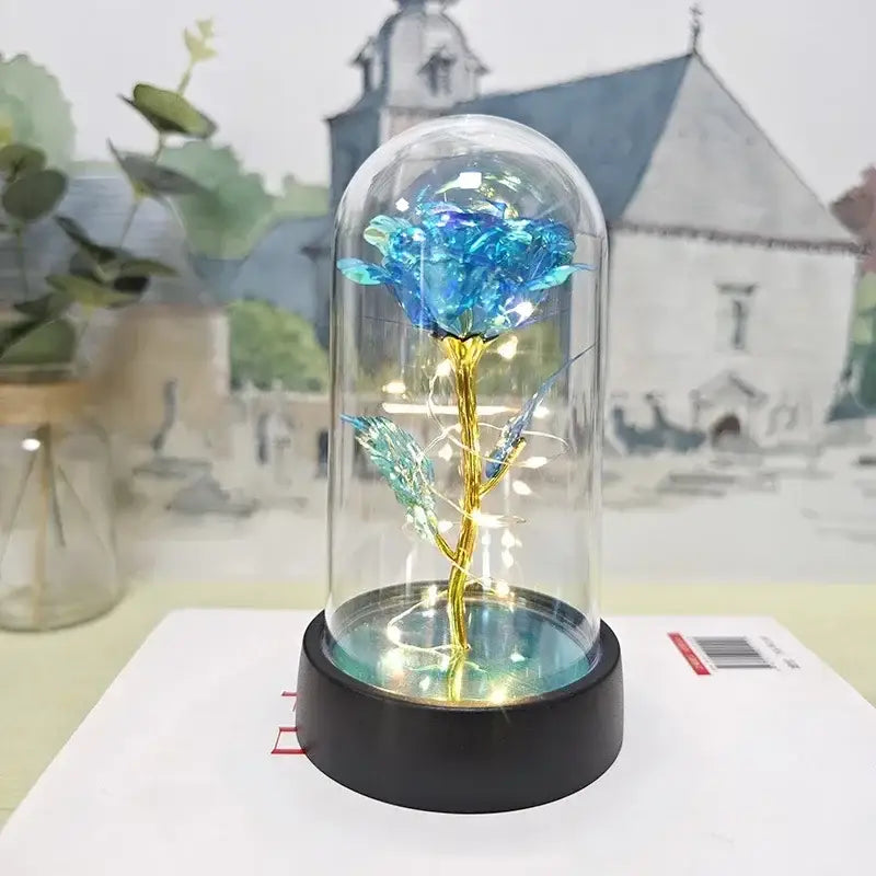 Set of 3 golden eternal rose light glass domes bedroom decor