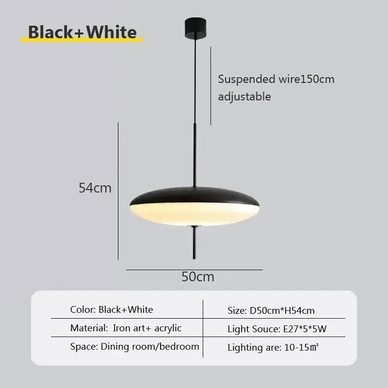 Modern minimalist black led flying saucer pendant lights dining room