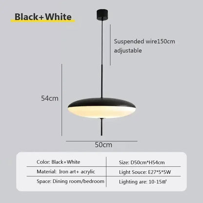 Modern minimalist black led flying saucer pendant lights dining room