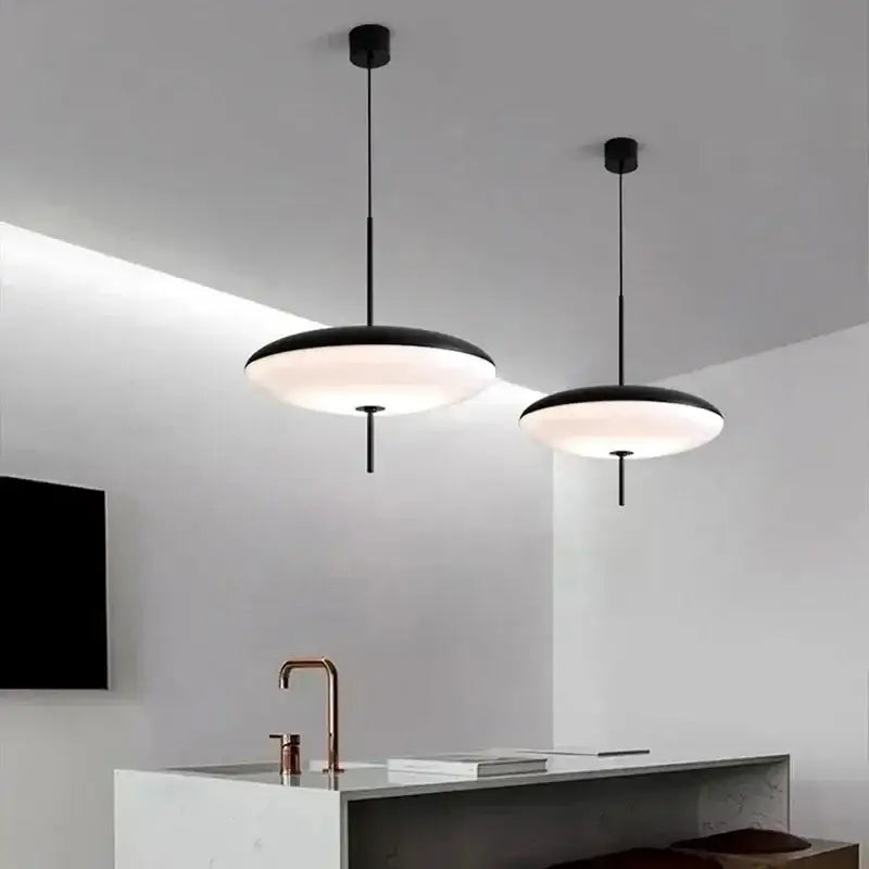 Modern minimalist black led flying saucer pendant lights dining room