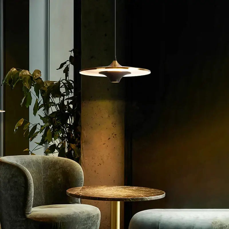 Modern black led flying saucer pendant light for dining room