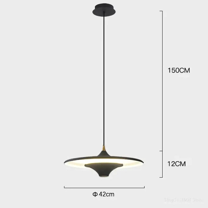 Modern black led flying saucer pendant light for dining room