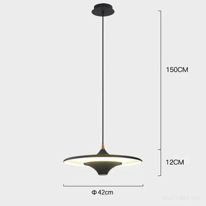 Modern black led flying saucer pendant light for dining room