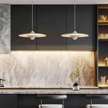 Modern black led flying saucer pendant light for dining room