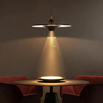 Modern black led flying saucer pendant light for dining room