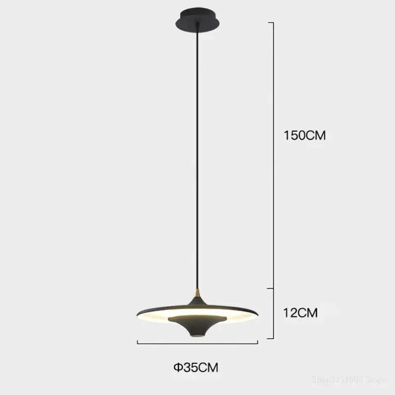 Modern black led flying saucer pendant light for dining room