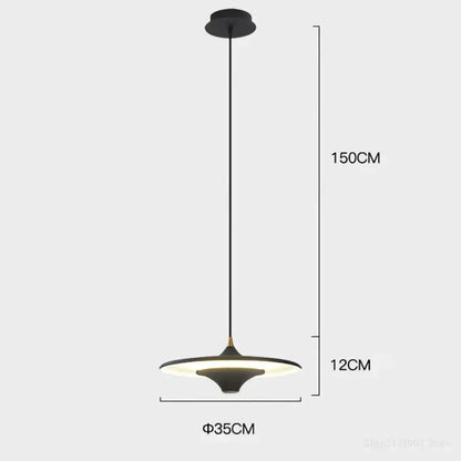 Modern black led flying saucer pendant light for dining room