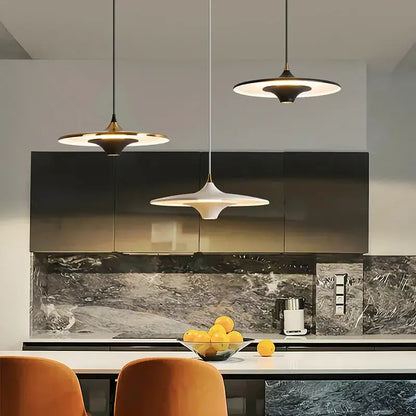 Modern black led flying saucer pendant light for dining room