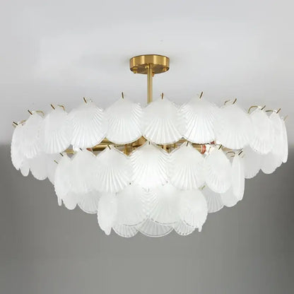 Modern gold frost glass shell chandelier dining room led light