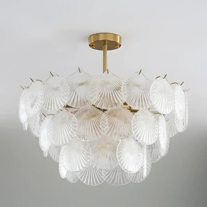 Modern gold frost glass shell chandelier dining room led light